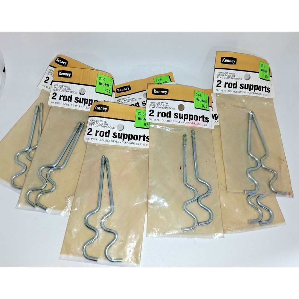 Lot of 7 Vintage Kenney V879 Double Curtain Rod Supports 2" & 3" NOS